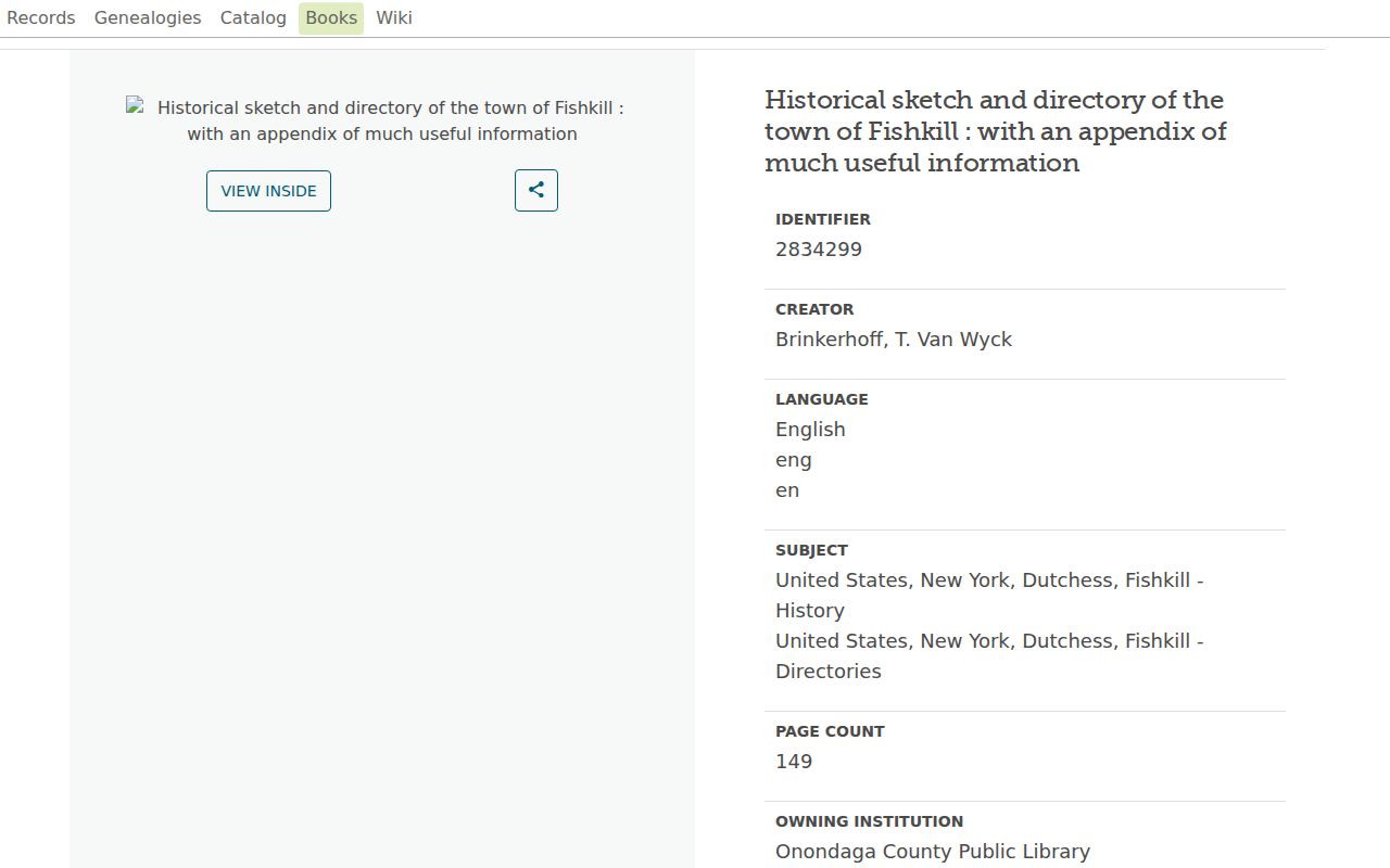 East Fishkill city directory research using the digitized 1866 Fishkill catalog