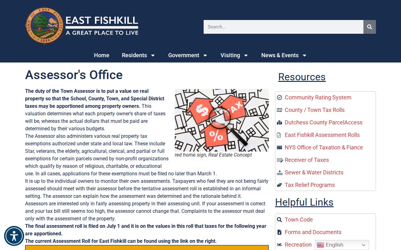 East Fishkill residents directory assessor and assessment roll information