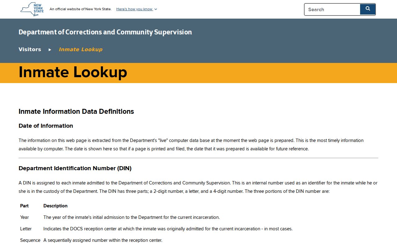 East Fishkill resident lookup research using the New York DOCCS incarcerated-individual tool