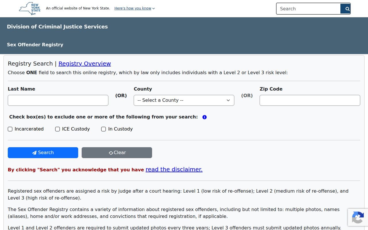 East Fishkill resident lookup research using the New York state registry search