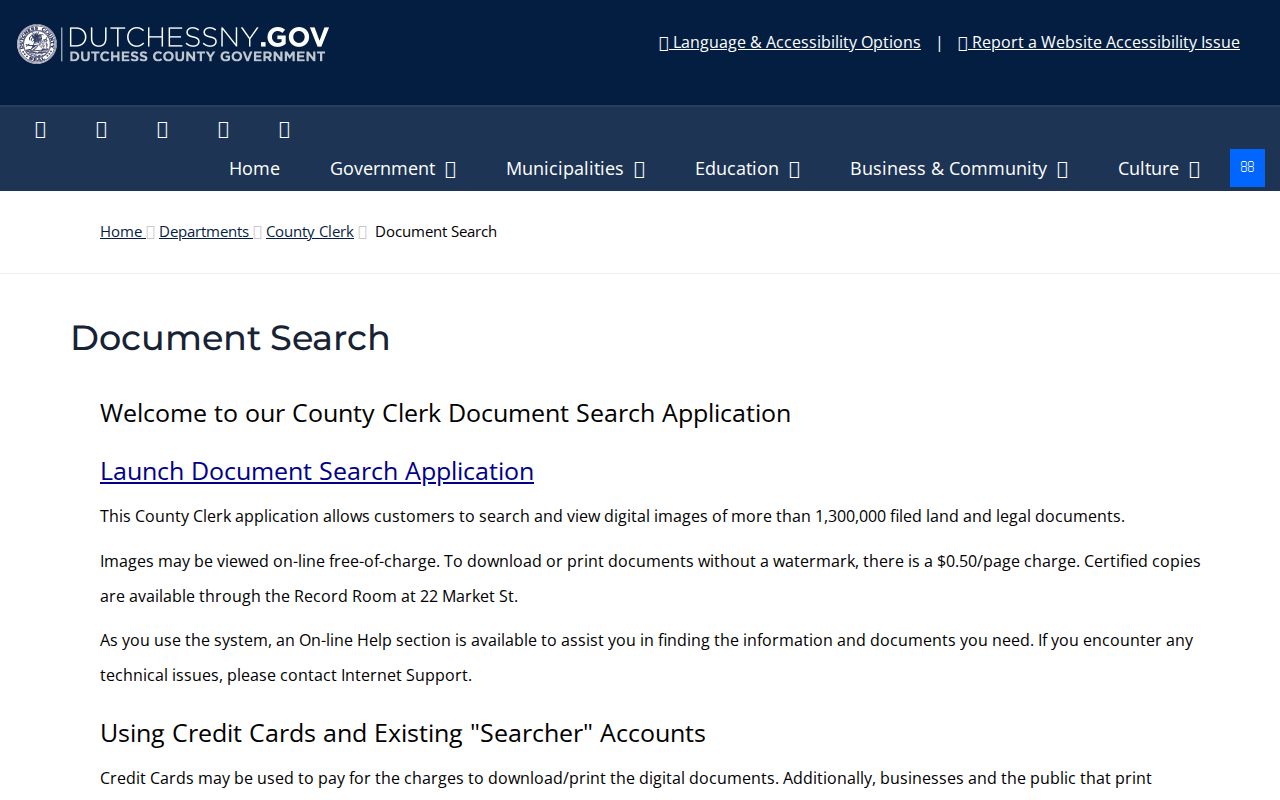East Fishkill street directory Dutchess County Clerk document coverage and deed fees